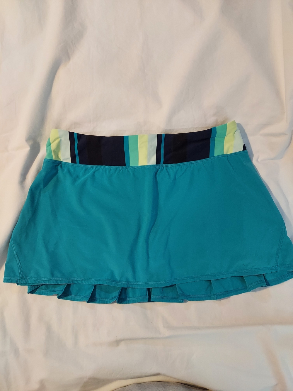 Lululemon Run: Pace Setter Skirt Surge Assorted Stripe Blue Teal Size 10